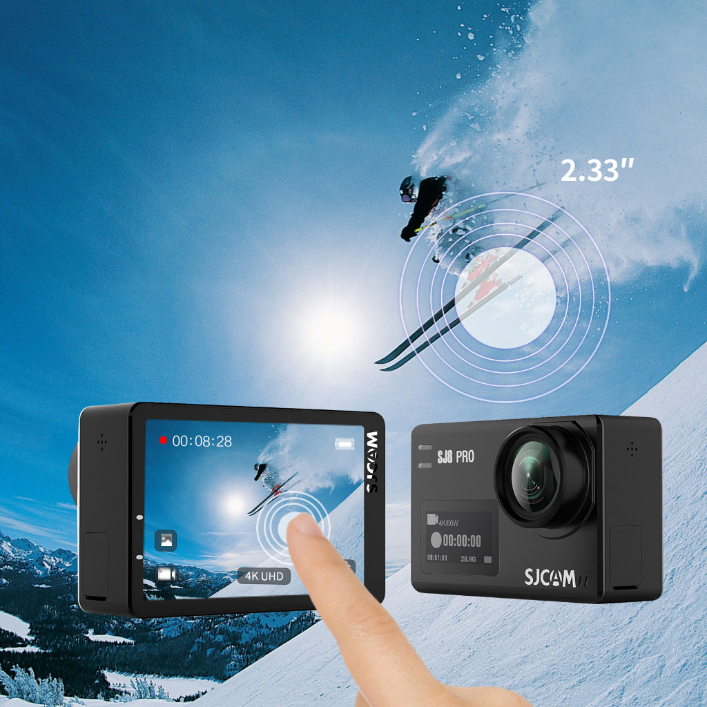 บันทึกภาพ SJCAM SJ8Pro Action Camera 4K60fps SJ8 หน้าจอคู่ กล้องแอคชั่น