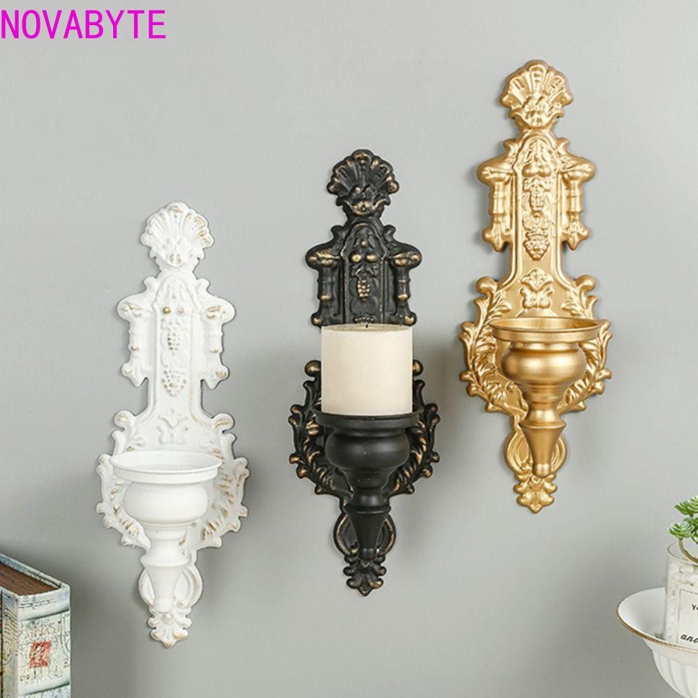 Novabyte Nordic Tealight ขาตั้ง,แกะสลักศิลปะเหล็กติดผนังเชิงเทียน,โรแมนติกตกแต่ง Vintage โลหะเชิงเทียนตกแต่งบ้าน