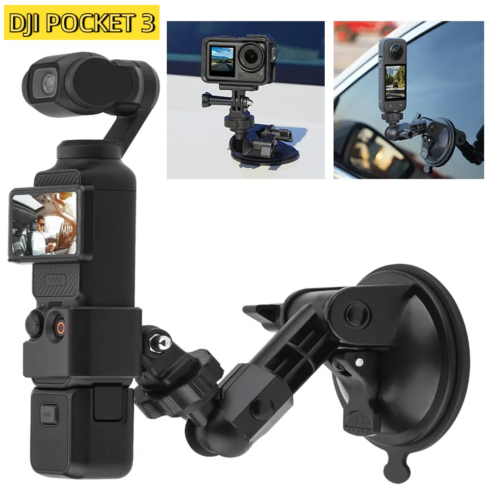 สําหรับ DJI Osmo Pocket 3 อะแดปเตอร์ติดรถยนต์ - ตัวยึดขยายถ้วยดูดสําหรับ GoPro Hero Insta360 อุปกรณ์เสริมสําหรับกล้องแอคชั่นแคมเมรา