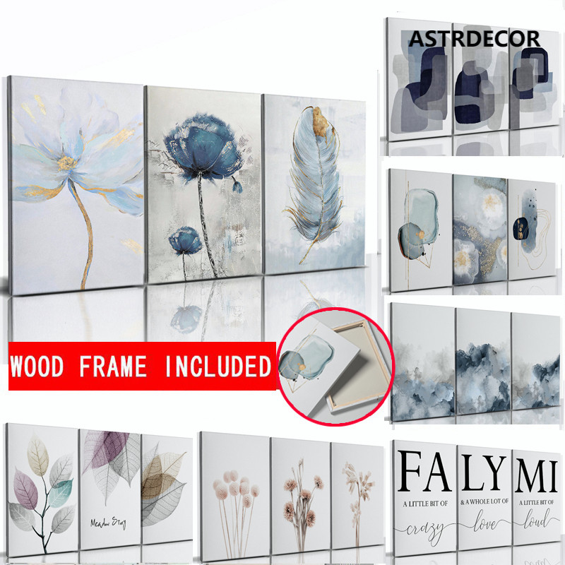 (พร้อมกรอบ) ภาพโปสเตอร์ผ้าใบ สไตล์นอร์ดิก มินิมอล สําหรับตกแต่งผนังบ้าน ห้องนั่งเล่น 3 ชิ้น