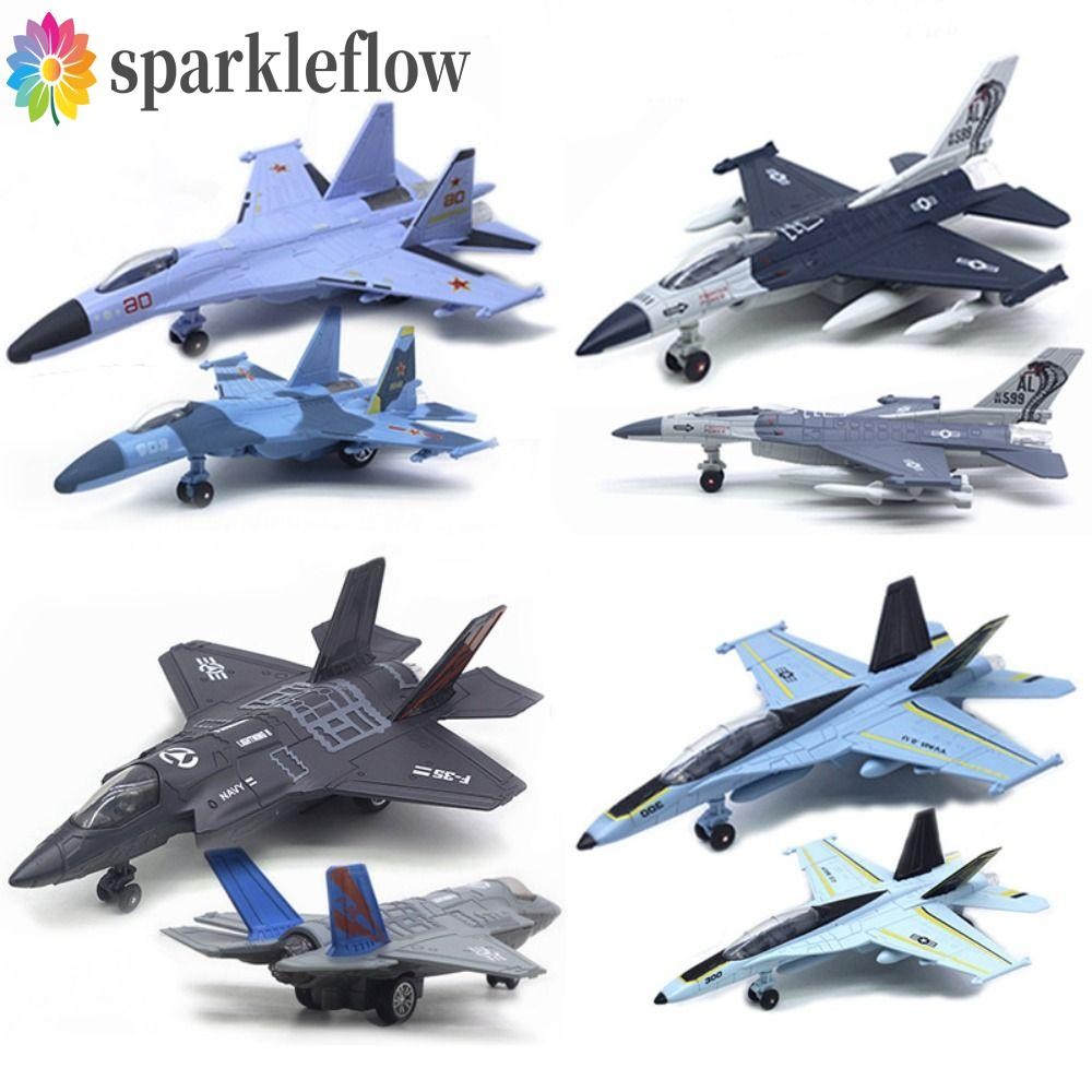 Sparkleflow Aviao เครื่องบินรุ่น, F16 F22 F35 พร้อมแสงเสียงเครื่องบินรบของเล่น,ตกแต่งโต๊ะ Pullback &