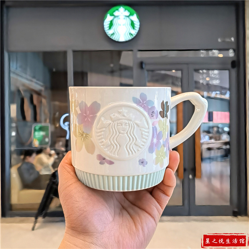 Starbucks Cherry Blossom Season 355ml แก้วเซรามิค Cherry Blossom สีสันสดใส Cherry Blossom ถ้วยน้ํากา