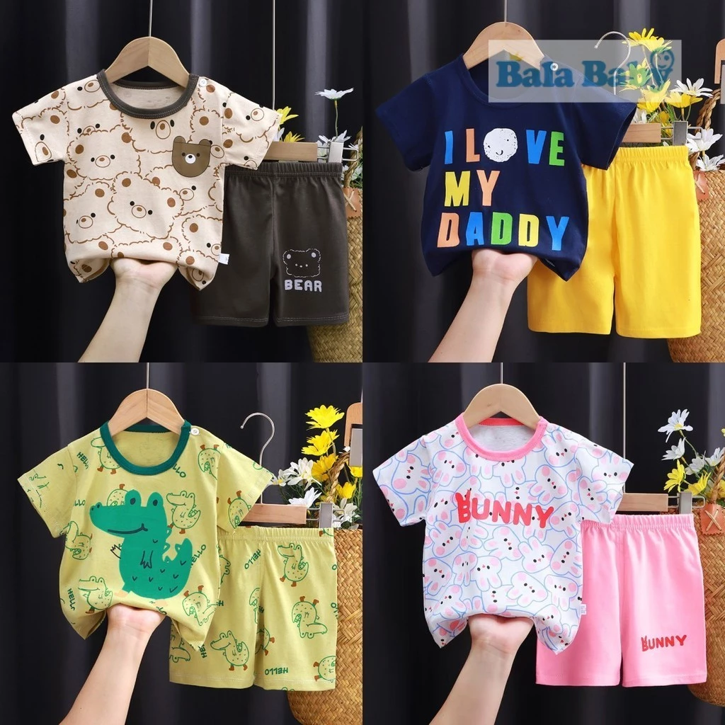 ชุดเด็ก เสื้อผ้าเด็ก  ชุดลำลองเด็ก เซทเสื้อ+กางเกงขาสั้น เซท 2 ชิ้น size 80-110 cm DXT37 thumbnail 3