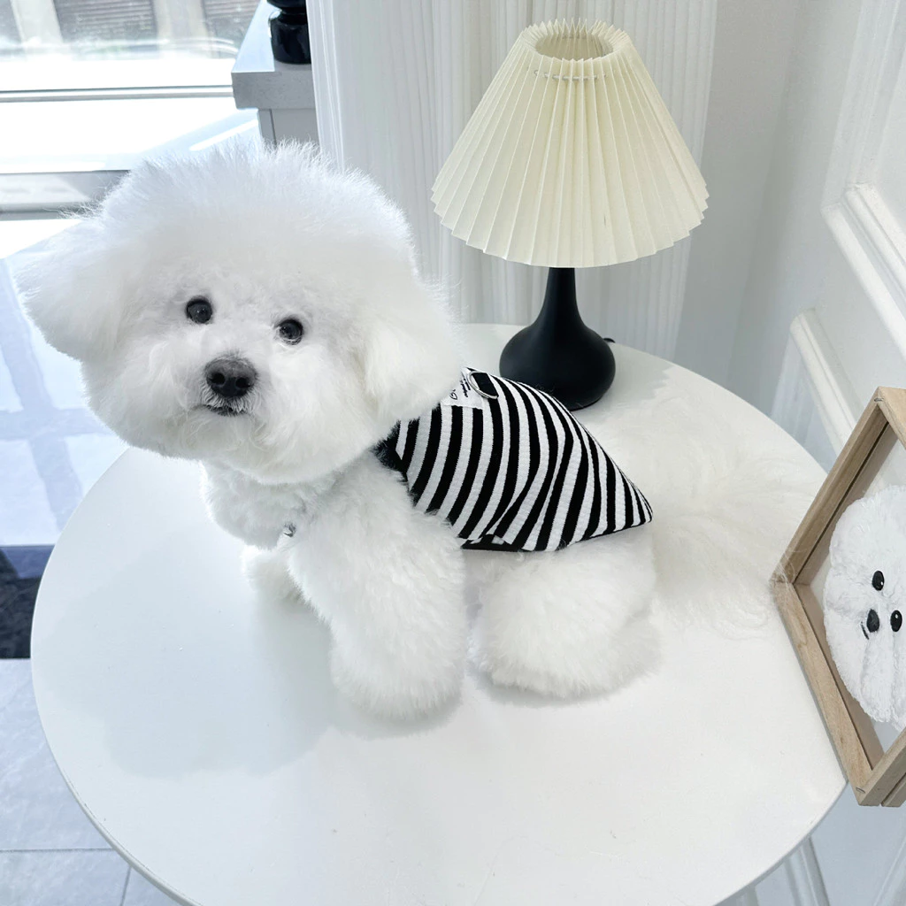 เสื้อผ้าสัตว์เลี้ยงสําหรับสุนัขและแมวพร้อมห่วงจูง - WholesaleTeddy Bear Striped Vest with INS Style สินค้ามาใหม่ thumbnail 5