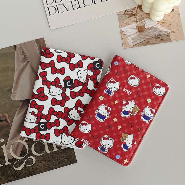 พาสปอร์ต พาสปอร์ตเคส Sanrio Hello Kitty Passport Holder Document Bag Protective Case Multi-Function Card Holder Traveling Abroad Portable Storage