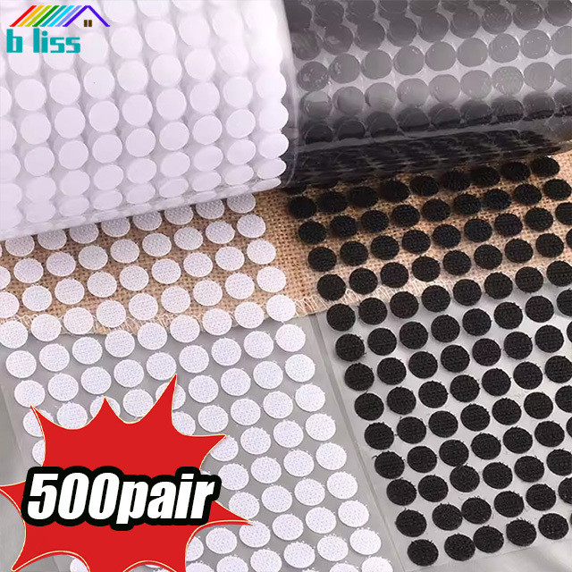 500คู่ตะขอไนลอนและห่วงเทปจํานวนมาก,10-25มิลลิเมตร ทําเอง สายรัดยึดสําหรับเสื้อผ้า/รองเท้า/ถุง,สีดําและสีขาว ตีนตุ๊กแก ตัวเอง-กาว เทป