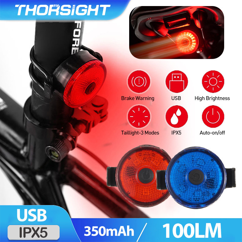 Thorsight USB จักรยานไฟท้ายจักรยานจักรยานไฟ LED กันน้ำจักรยานหมวกกันน็อกที่นั่งเสาไฟฉายไฟท้ายด้านหลัง กันน้ำ IPx5