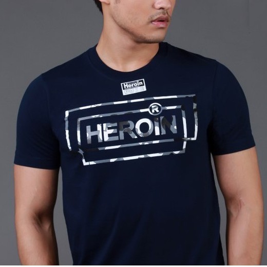 ❤‍🔥2024 Hot T-Shirts Heroin เสื้อยืด รุ่นบ็อกซ์ 2 - Box2 สีกรมท่า S-5XL