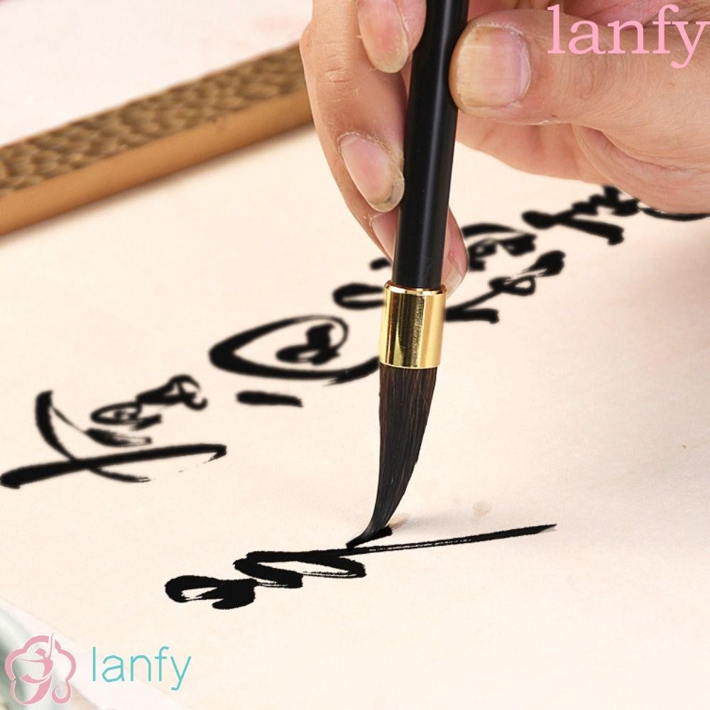Lanfy แปรงพู่กันเขียนพู่กันจีน, แปรงเขียนคัมภีร์ภาพวาดสีน้ํามันไม้, แปรงทาสีน้ํามัน ขนหมาป่ามืออาชีพ สําหรับนักเรียน