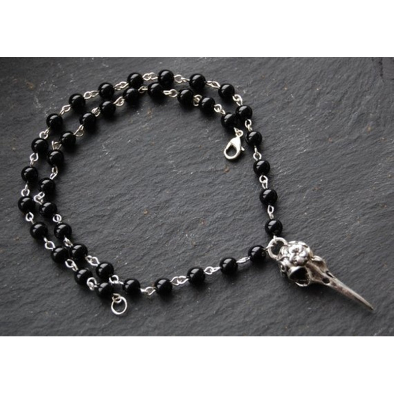 Ya Culture Y2K สร้อยคอลูกประคํา Gothic Niche ที่ไม่ซ้ํากัน Dark cospllay Crow Skull จี้