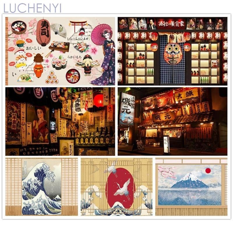 สติกเกอร์วอลเปเปอร์ไม้ ลายซูชิ สไตล์ญี่ปุ่น สําหรับตกแต่งผนังร้านอาหาร