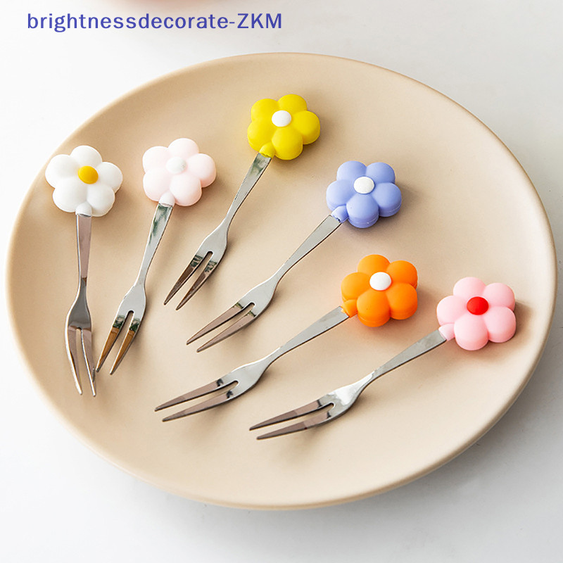 [Brightdecorate] ส้อมจิ้มผลไม้ เค้ก ขนมหวาน สลัด ขนาดเล็ก น่ารัก การ์ตูนดอกไม้ อาหารเด็ก เครื่องมือครัว [TH]