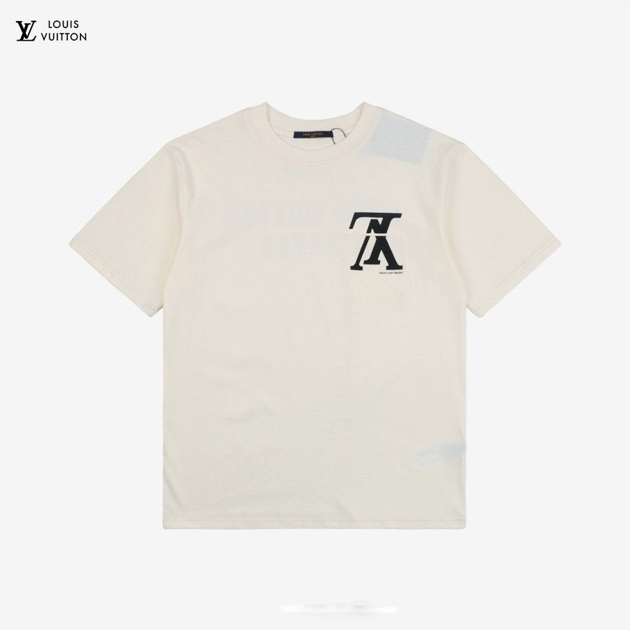 Louis Vuitton 100 % Original Unisex Plain Minimalist แฟชั ่ น Oversize เสื ้ อยืดคู ่ Oversize หลวม Breathable เสื ้ อแขนสั ้ น
