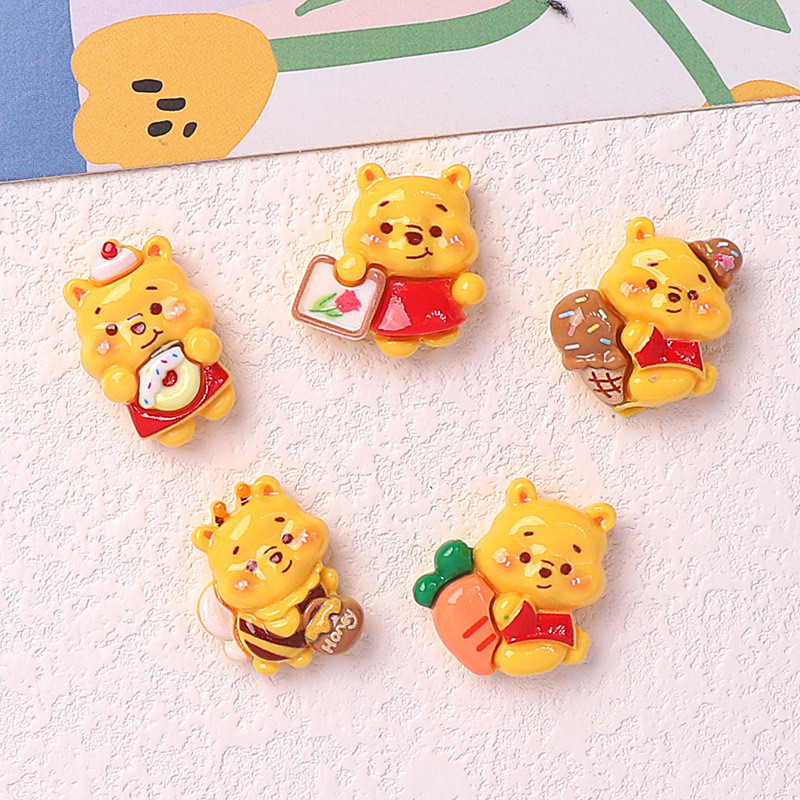 10ชิ้นหมีหมีพูห์ที่มีอาหารขวดน้ําผึ้งเรซิ่นเสน่ห์สําหรับ ทําเอง (2-147)