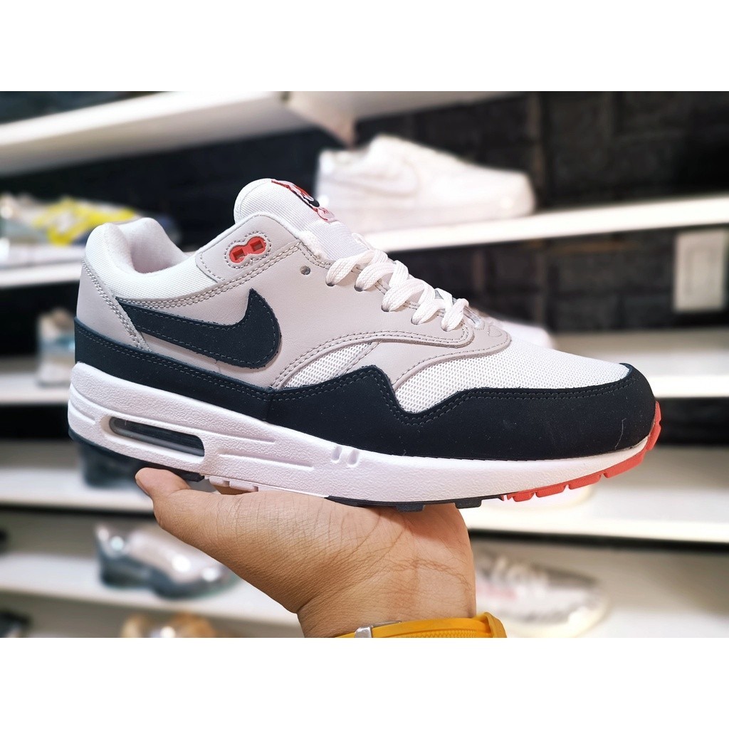 Nike Airmax 1 รองเท้าผ้าใบ สีดํา แดง เทา ขาว สําหรับผู้ชาย