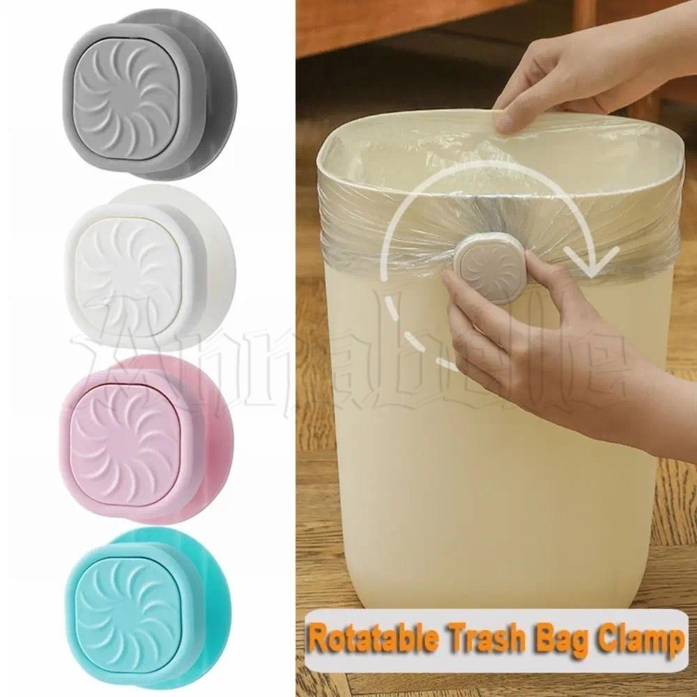คลิปยึดตะกร้าขยะ - คลิปขอบถังขยะ - เพื่อสุขอนามัยในครัวเรือน - หมุนได้, กันลื่น, คงที่ - คลิปกันลื่นถุงขยะ - ติดผนัง, ไร้รอยต่อ - ที่หนีบถุงขยะ