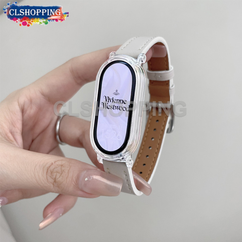 สายนาฬิกาข้อมือ สายหนัง PU ใส เรียบง่าย แฟชั่น สําหรับ Xiaomi Mi Band 8 7 NFC Miband 5 6 4 3