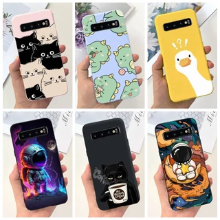 สําหรับ Samsung Galaxy S10 S10 + แมวน่ารัก ไดโนเสาร์ นักบินอวกาศ เคสการ์ตูน Samsung S 10 S10 Plus เคสโทรศัพท์ ซิลิโคน TPU นิ่ม