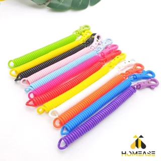 HA พวงกุญแจเชือกยางยืดหลากสี แบบยืดหดได้ Coil Springs Keychain