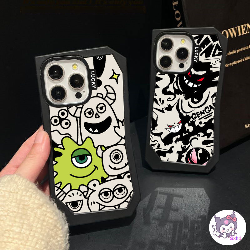 เคสป้องกันโทรศัพท์มือถืออะคริลิค ลายมอนสเตอร์ หรูหรา สําหรับ IPhone 11 15 12 13 14 Pro Max X Xr Xs 8 7 6 Plus SE 2020