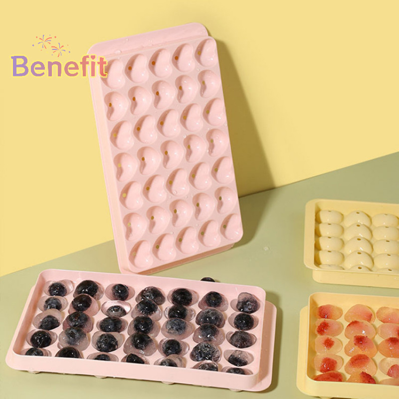 [Benefit] ถาดแม่พิมพ์ซิลิโคน รูปหัวใจ 35 หลุม พร้อมฝาปิด สําหรับทําน้ําแข็ง แช่แข็ง [ใหม่]