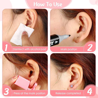 ความปลอดภัยหูเจาะปืนชุดทิ ้ งฆ ่ าเชื ้ อความปลอดภัยต ่ างหู Piercer เครื ่ อง Studs จมูก CLip Body เครื ่ องประดับเจาะเครื ่ องมือ