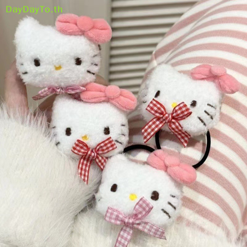 Daydayto Hello Kitty Scrunchies การ ์ ตูน Sanrio ผมยืดหยุ ่ นแหวนผมเชือกผมหางม ้ าหวานอุปกรณ ์ เสริมผมล ้ างหน ้ าแต ่ งหน ้ าผมวงกลม TH