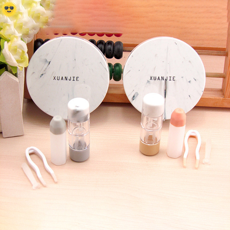 คุณภาพสูงหินอ่อนสไตล์คอนแทคเลนส์คอนเทนเนอร์ RGP ขวดกล่องกระจกแข็งคอนแทคเลนส์คอนเทนเนอร์น่ารักชุดคอนแ