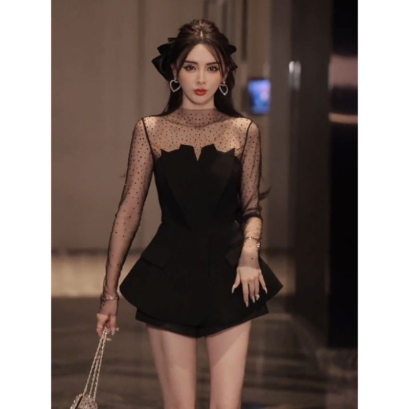 2024Ladies Fashion Sexy Suit Small Dress Three-Piece Set High-End High-Grade Slimming Hot Girl Light Luxury New PGCR
