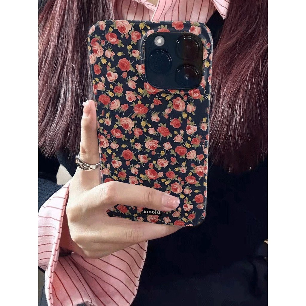 เคสโทรศัพท์เหมาะสําหรับiphone 7 8 Plus x xs xr xsmax 11 12 13 14 15 Pro max Insสไตล์เกาหลีฟิล์มRetro Rose Shock-resistant Hard Caseรวมทุกอย่างหลุมขนาดใหญ่ป้องกันกรณีShell BH5T