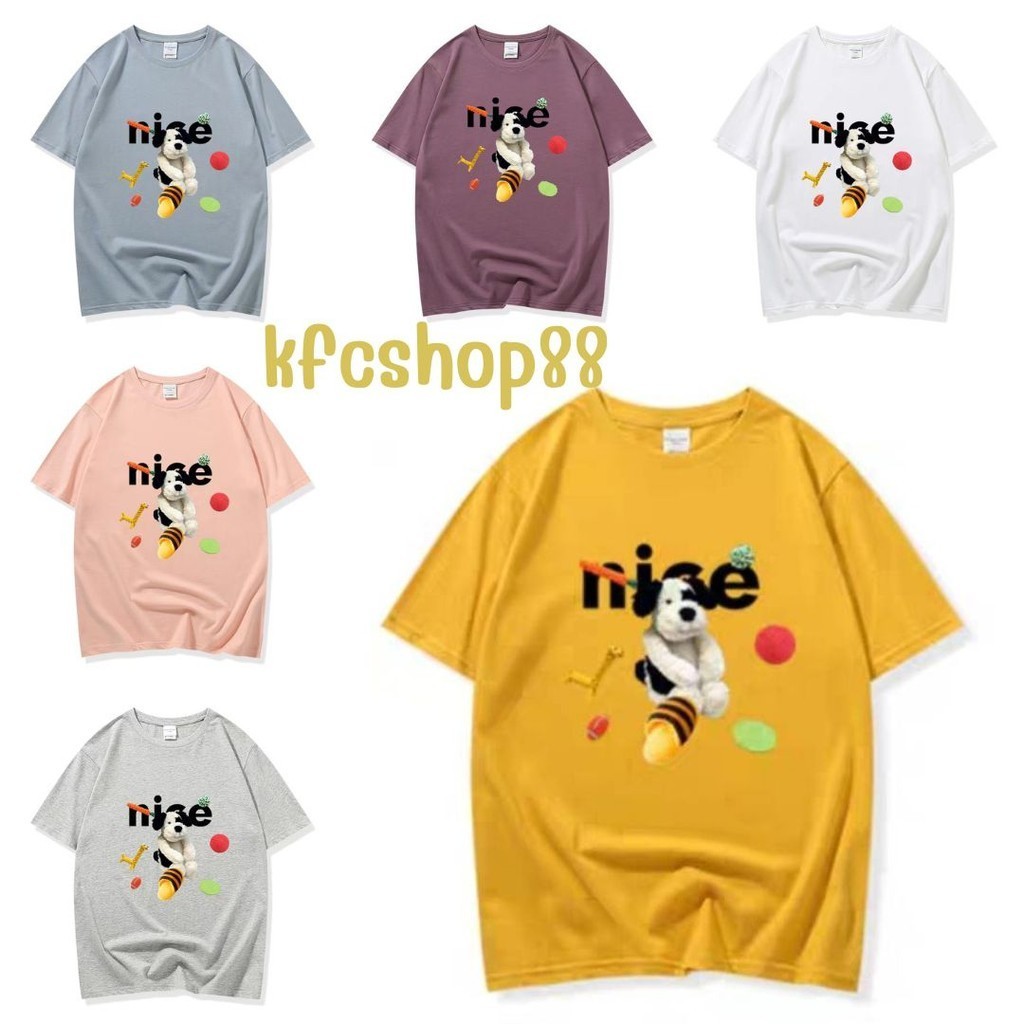 🔷พร้อมส่ง🔷เสื้อยืดน่ารัก คอกลม แขนสั้น ผ้านิ่ม ลายตุ๊กตาน้องหมา#9649