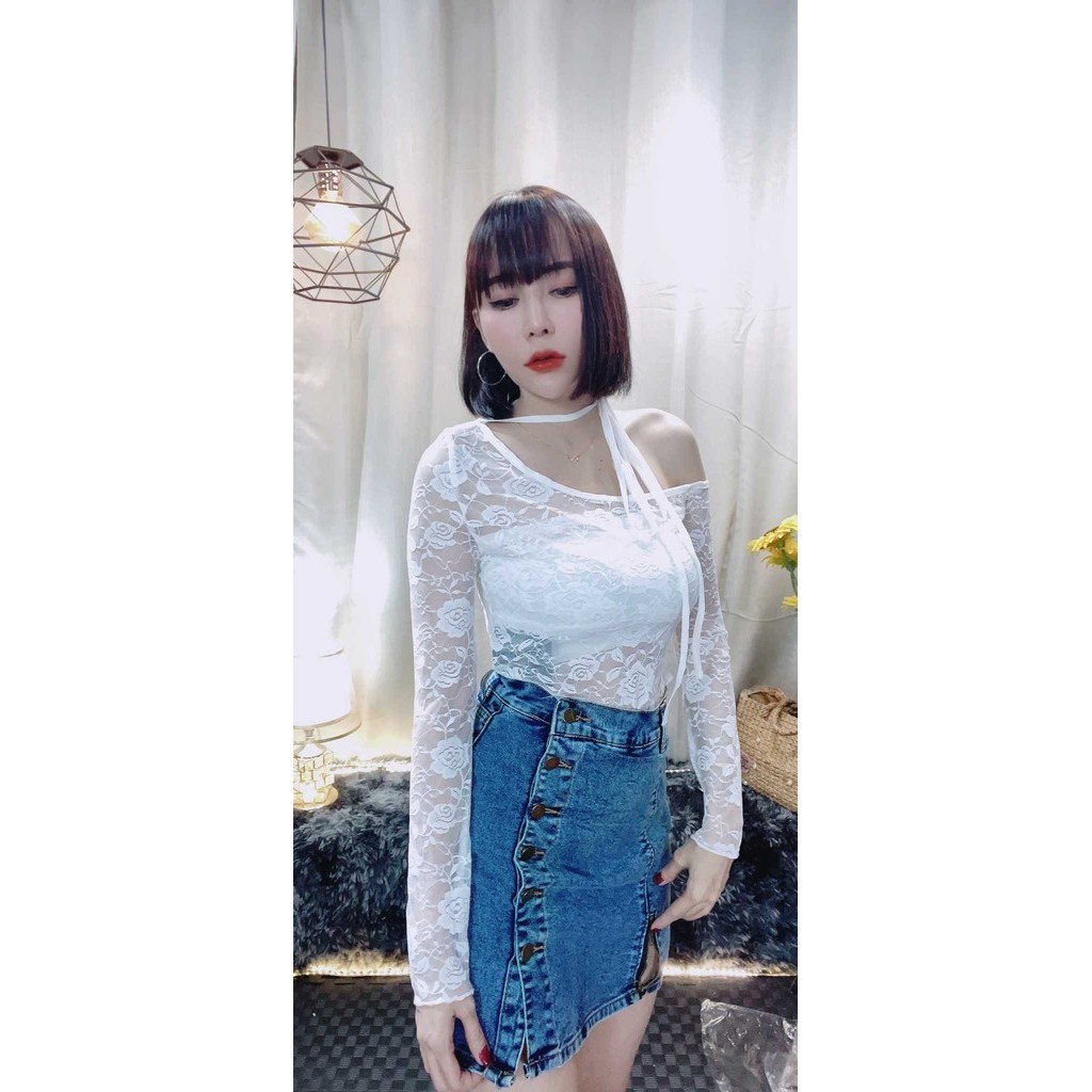 เสื้อลูกไม้ แขนยาว สวย หวาน CC6