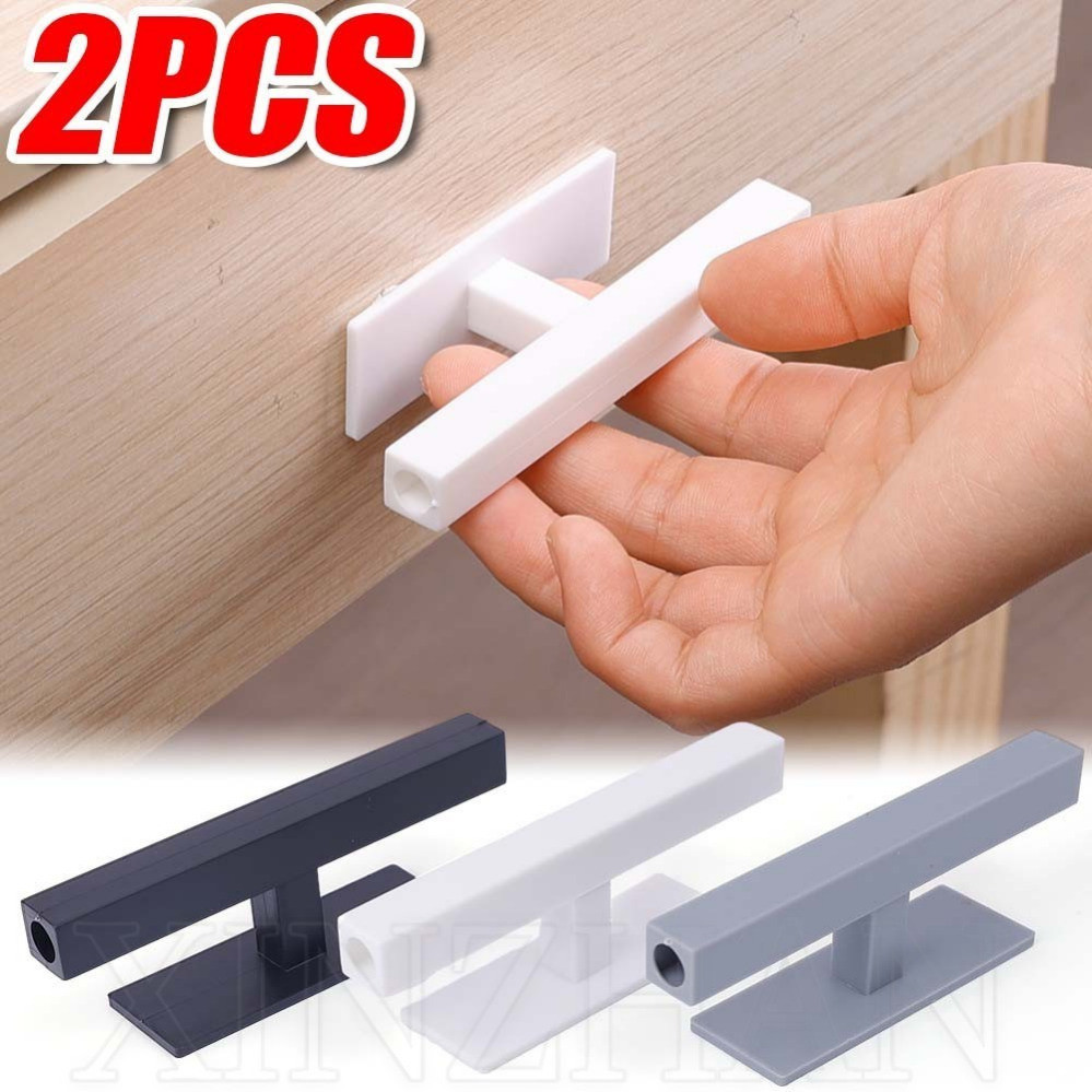 2 ชิ้น Self-Stick Instant Drawer Pull Helper - สําหรับหน้าต่าง ตู้เสื้อผ้า ตู้ - มือจับตู้ดึง - พลาสติก เจาะฟรี Self-Adhesive - มือจับประตูบานเลื่อน