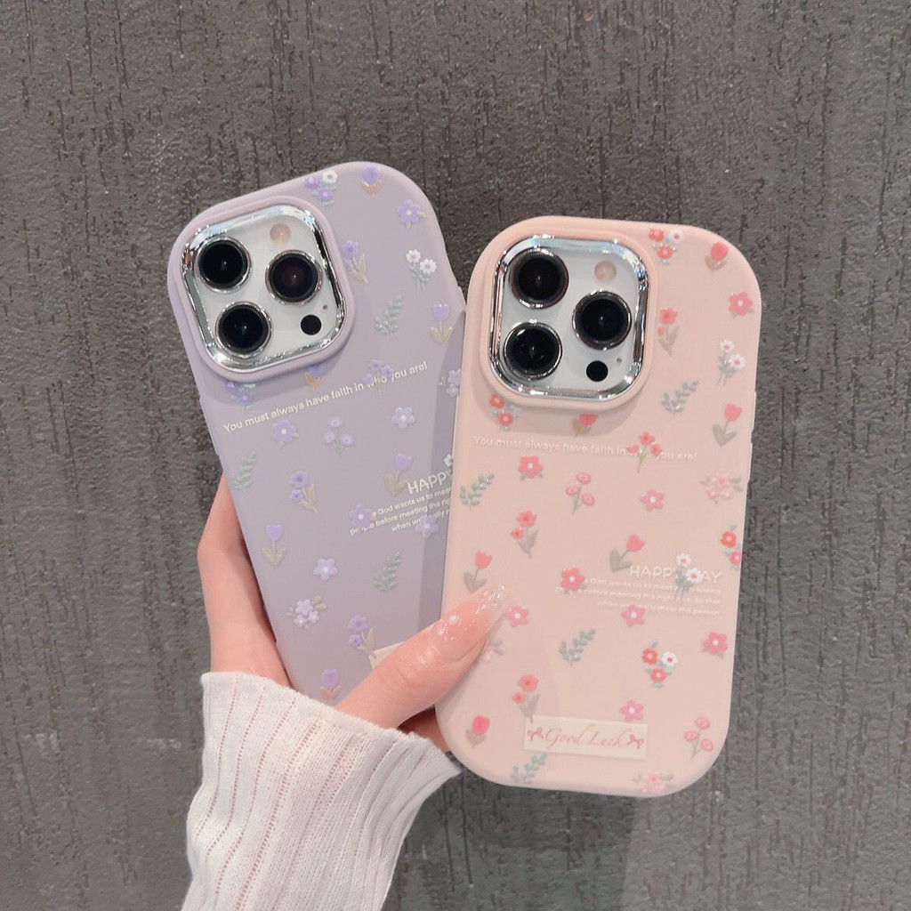 เคส iphone hone 12 13 PRO 14 15 plus 15 PRO MAX IP7P IPXS MAX IP11 กรอบเลนส์โลหะระดับไฮเอนด์ดอกไม้ทันสมัยเรียบง่ายเคสโทรศัพท์ TPU แบบนุ่ม