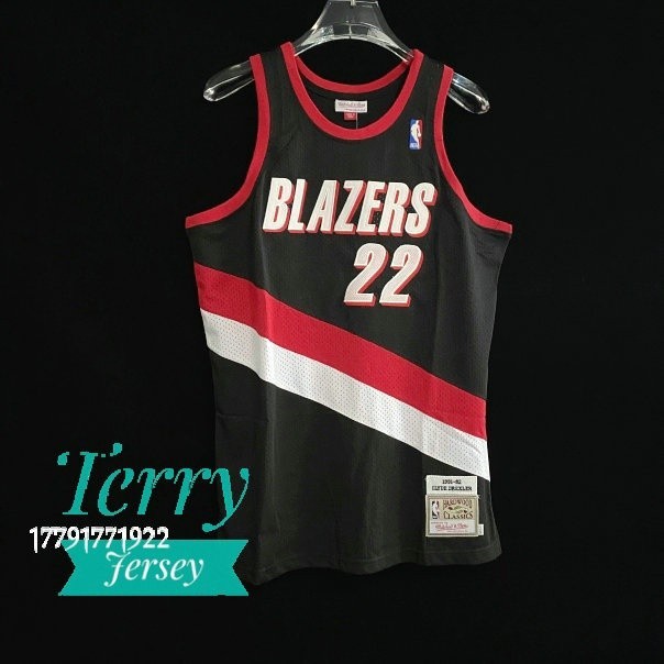Nba Basketball Men 's Mitchell &amp; Ness Jersey Portland Trail Blazers #22 เสื ้ อ Clyde Drexler 1991-92