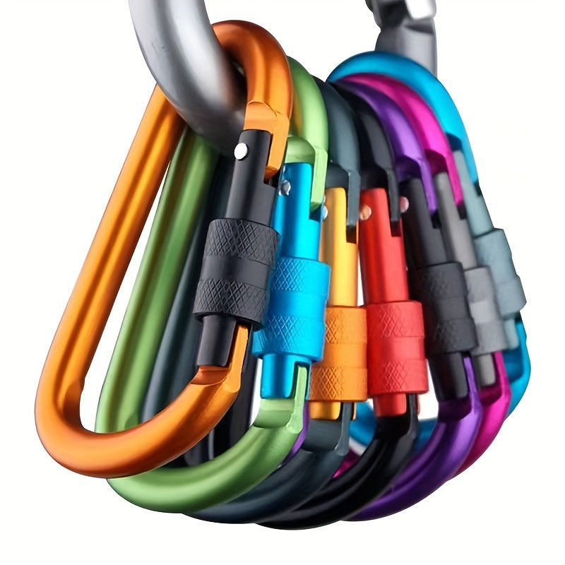 5 ชิ้นสีสุ่ม D-shape Carabiner พร้อมตัวล็อค,กลางแจ้งปีนเขากระเป๋าเป้สะพายหลังหัวเข็มขัด, 3.15 นิ้วอลูมิเนียม Carabiner D-Ring