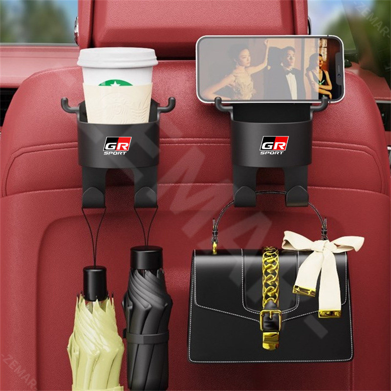 ตกแต่งบ้าน Toyota GR Sport Car Seat Back Water Cup Holder Hook Car Storage Box Phone Holder Multifunctional Car เครื่องดื่ม Rack Hook Storage Accessories for Agya Raize Calya Avanza Veloz ส่งด่วน สั่งเลย