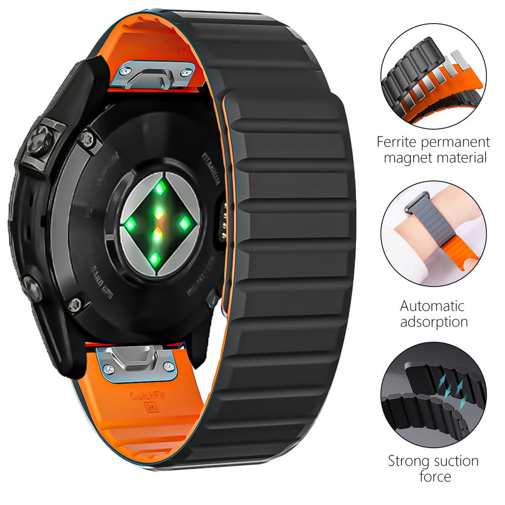 26/22 มม.สายนาฬิกาซิลิโคนสําหรับ Garmin Fenix 7 7X 6 6X Pro 5 5X Plus 3 HR Enduro Epix Gen 2 Smartwatch Magnetic Loop สายรัดข้อมือ