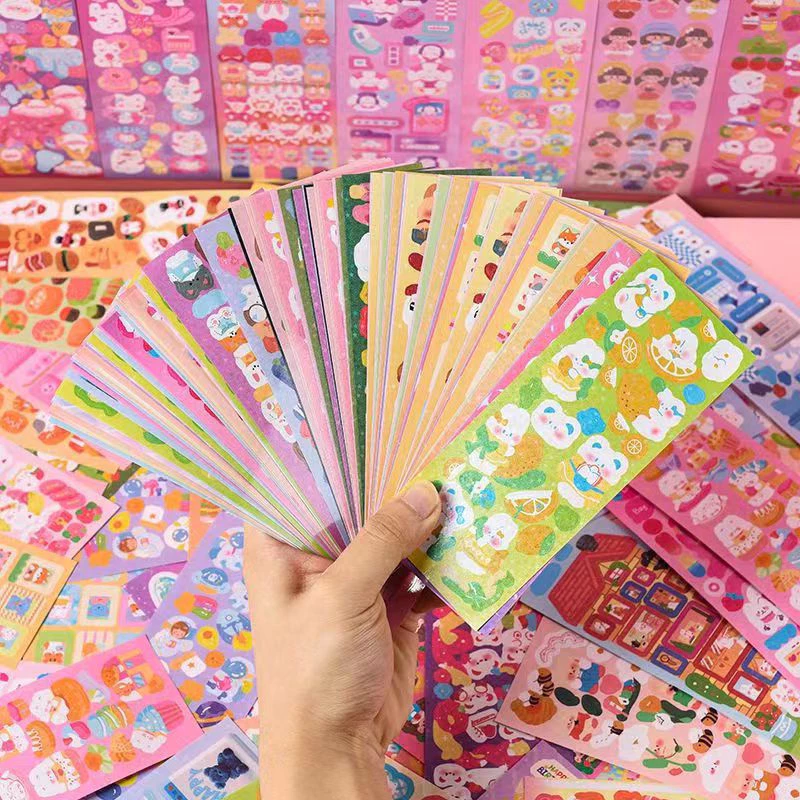 ชุดสติกเกอร์น่ารัก ฟรีแหนบ สติกเกอร์เลเซอร์ ลายการ์ตูนน่ารัก สําหรับเด็ก DIY เครื่องเขียนตกแต่ง