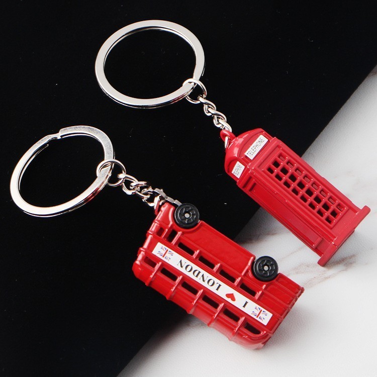 สีแดงลอนดอนของที ่ ระลึก Key Chain Double-decker รถบัสโทรศัพท ์ บูธ Mail Boxdesign พวงกุญแจ Travel ของที ่ ระลึกของขวัญ