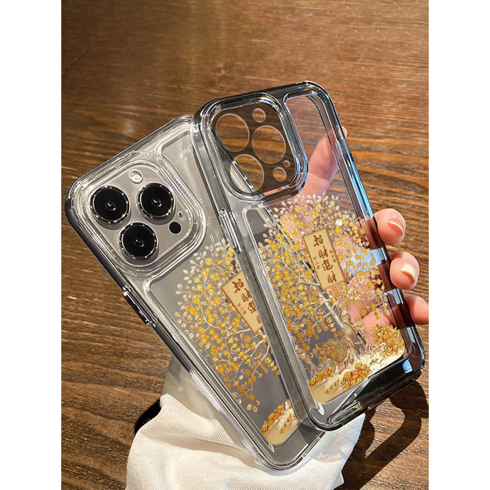 Apple เหมาะสําหรับ 15promax เคสโทรศัพท์ปีใหม่ Lucky Tree iPhone15 High-End 14pro ปีมังกร 14 โปร่งใส 13 ซิลิโคน 12 รวมทุกอย่างเลนส์ 11 ป้องกัน plus กรณี pm ฤดูใบไม้ร่วงฤดูหนาว por