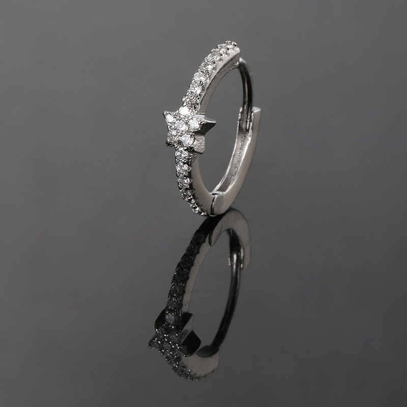 Star Hoop ต่างหูผู้หญิงฝัง Cubic Zircon น่ารัก Mini หู Tragus Helix เจาะกระดูกอ่อน Rook เครื่องประดับสาวของขวัญ CC191 - รูปที่ 4