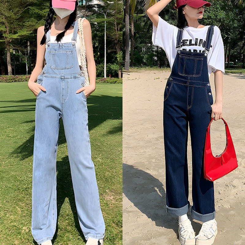 KaeKai พร้อมส่ง เอี๊ยม ยีนส์ขายาว สามารถปรับสายได้ ใส่กับเสื้อได้ทุกแนว เท่ๆเก๋ๆ สไตล์วินเทจ