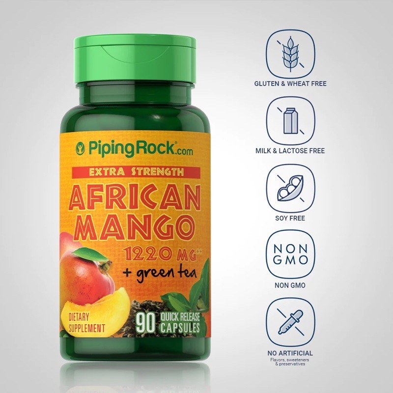 Extra Strength African Mango &amp; Green Tea 1220 mg. (90แคปซูล)🥭 มะม่วงแอฟริกัน