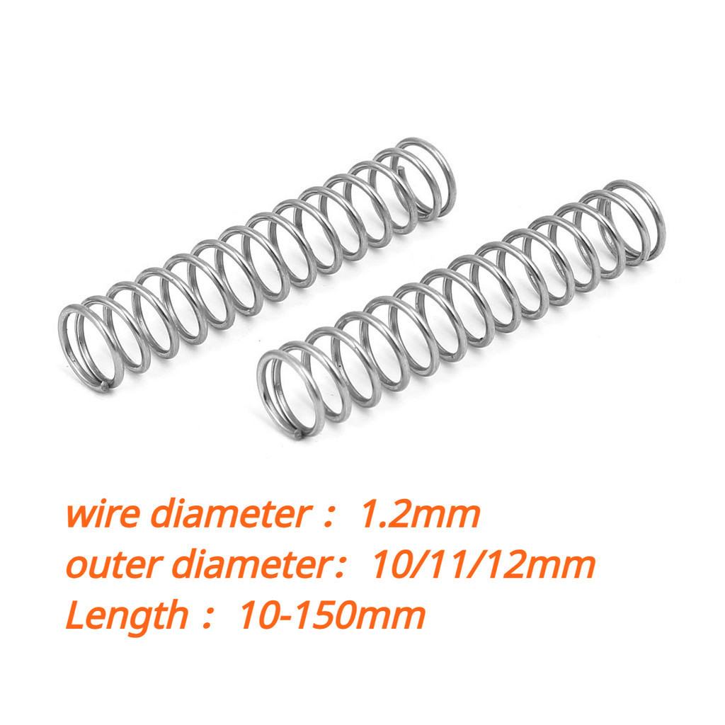 【 Ymh1】10pcs สปริงกด-สปริงดัน สปริงอัด สปริงกด สปริงดันทั่วไป สแตนเลส 304 ขนาด（เส้นผ่าศูนย์กลางลวด:1.2mm，OD:10/11/12mm ความยาว:10-150mm）compression spring SUS304