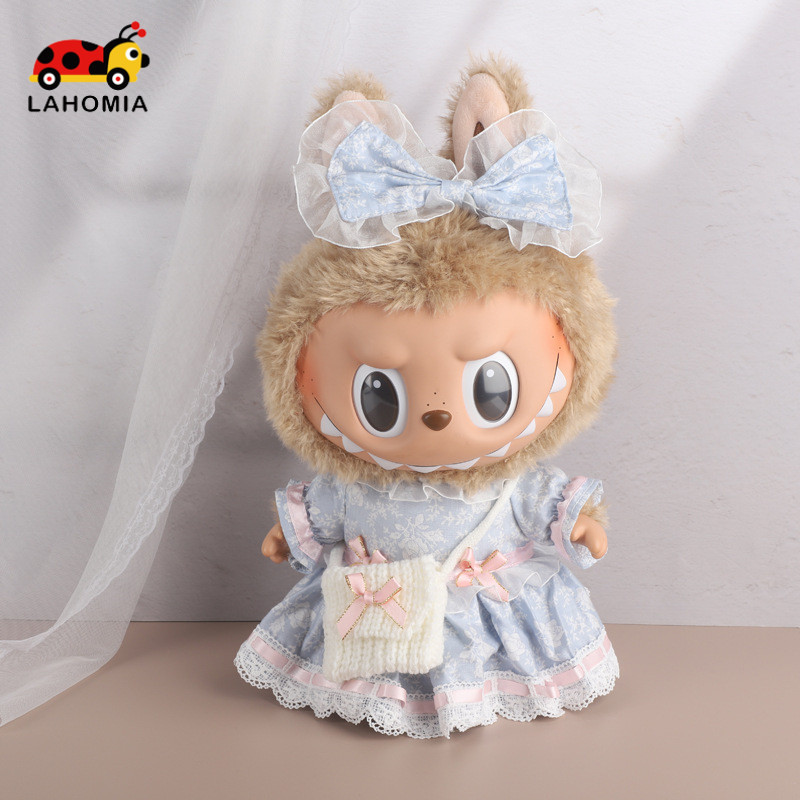 พร้อมส่ง Lahomia ชุด labubu Time 37 ซม.ตุ ๊ กตาเสื ้ อผ ้ าคนดัง jacquard กุหลาบสีชมพูชุดมุก เปลี ่ ยนตุ ๊ กตาไวนิล