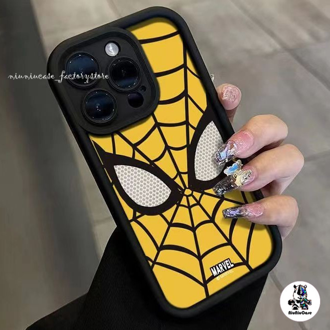 เคสโทรศัพท์มือถือ สําหรับ iPhone 11 12 13 14 15 Pro Max XR X XS Max 6 7 8 Plus SE Soft Silicone เคส สีเหลือง สไปเดอร์แมน