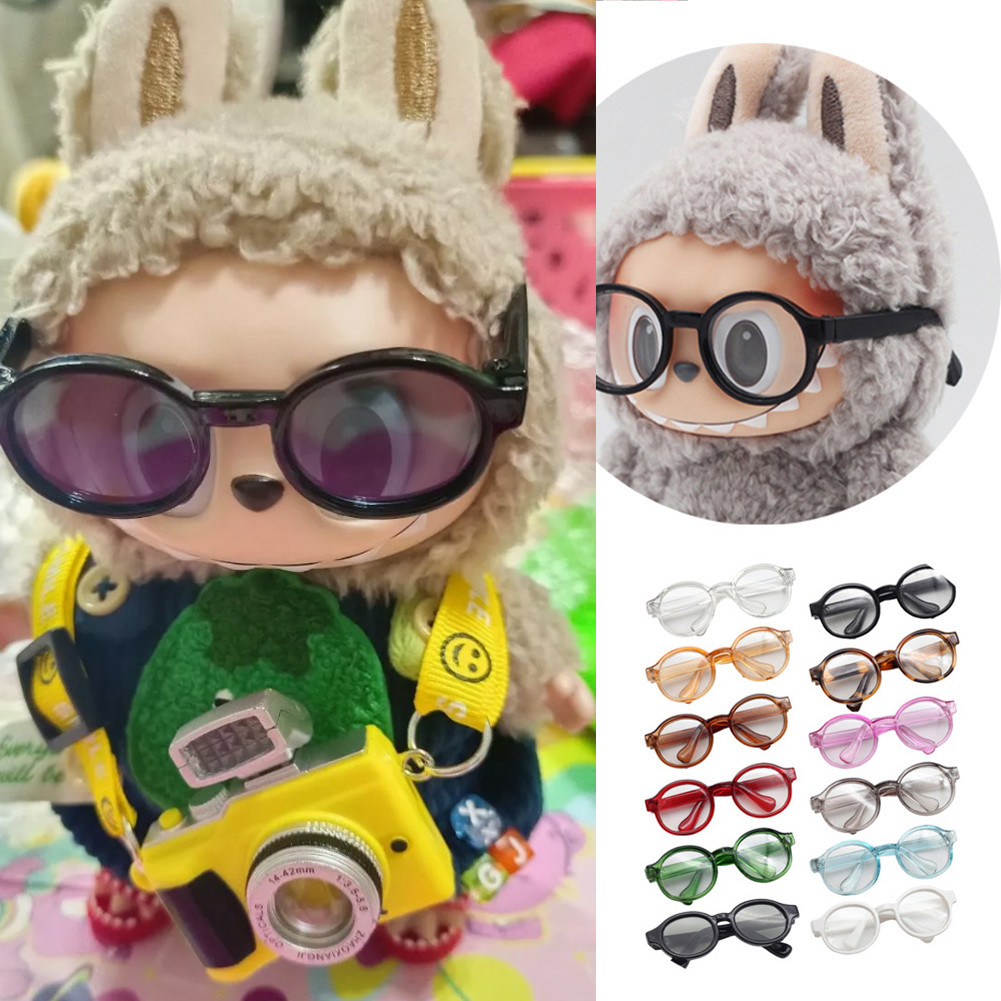 Labubu แว่นตา 6.5 ซม.น่ารักแว่นตาพลาสติกสําหรับ 15 ซม. Labubu Macaron และ 60 ซม.ตุ๊กตา BJD และ 1/3 ตุ๊กตาของเล่นแว่นตาอุปกรณ์เสริม
