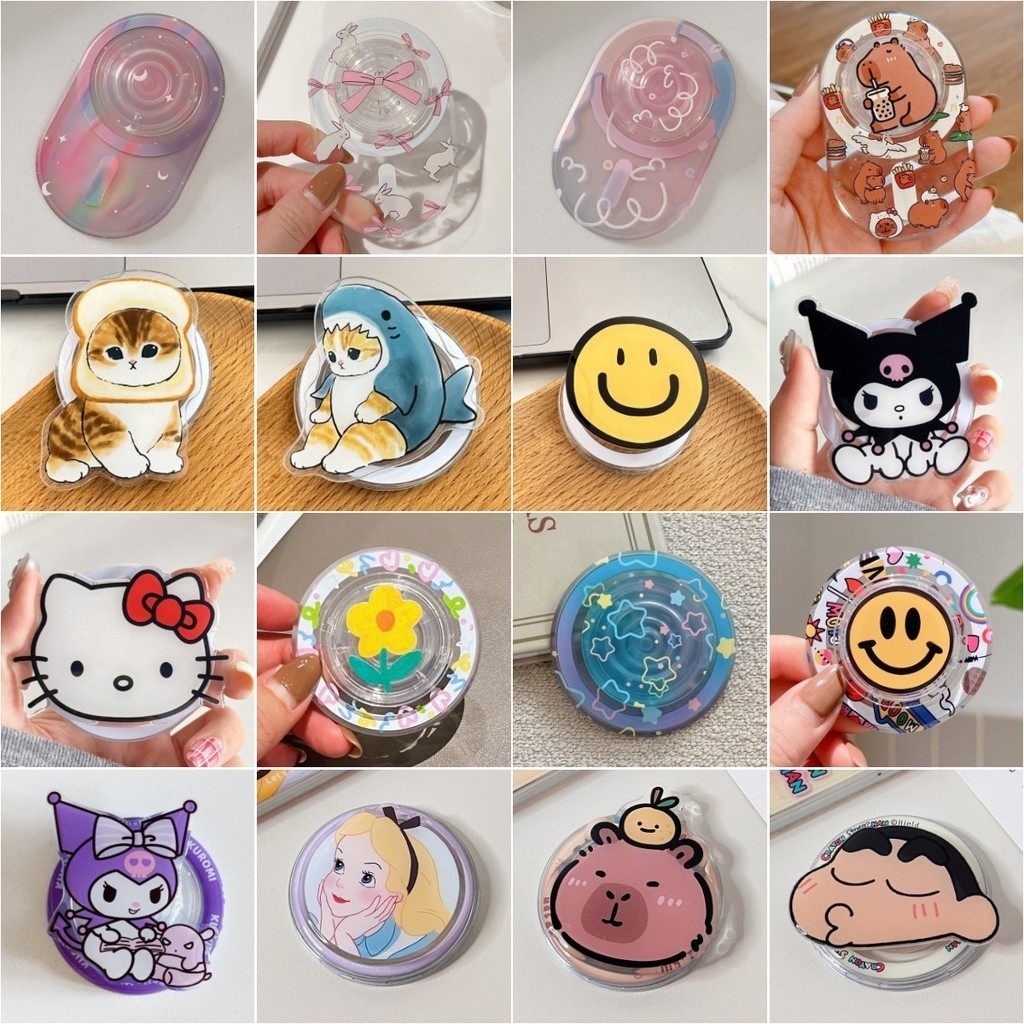 Magnetic Attraction ที่วางโทรศัพท์ Kickstand Dying ดอกไม้สี Smile Kuromi ขนมปังแมว Hello Kitty ขาตั้งสําหรับโทรศัพท์มือถือ Naked Magsafe กรณีแท็บเล็ตโทรศัพท์มือถือ Anti-drop PC Bracket