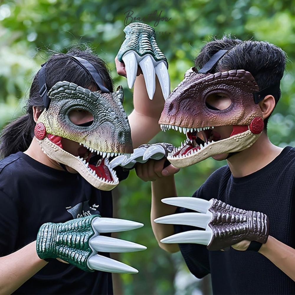 (Fashional 2024 moving Jaw Dino Mask with Dinosaur Scream Raptor Dinosaur Claws for Kid Children [BeautYou.th ]